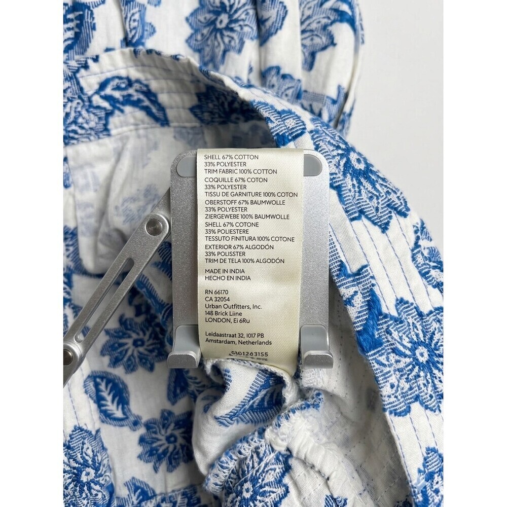 Anthropologie Blue Motif Embroidered Tie-Waist Blouse Size Large - Picture 8 of 8